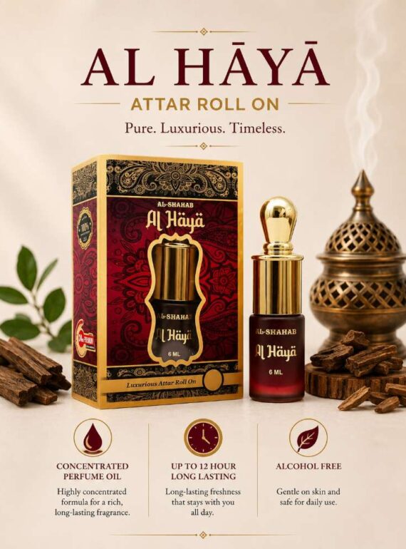 AL-SHAHAB Al Haya Attar 6ml | Alcohol-Free Long Lasting Attar Perfume Oil | Premium Roll On Fragrance for Men & Women