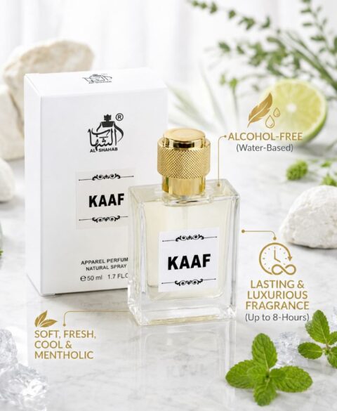 AL-SHAHAB Kaaf Perfume 50ml | Soft Fresh Mentholic Long Lasting Fragrance | Eau de Parfum for Men & Women | High Concentration (Approx. 50% Perfume Oil)