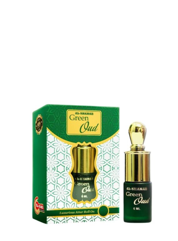 AL-SHAHAB Green Oud Attar 6ml | Rose Khash Oudy Long Lasting Alcohol-Free Attar | Concentrated Perfume Oil for Men & Women