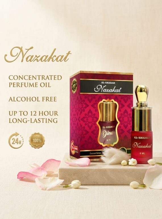 Experience elegance and freshness with AL-SHAHAB Nazakat Attar, specially designed for those who enjoy a modern perfume-style fragrance profile. The scent opens with refreshing notes, blends into smooth aromatic accords, and settles into a soft musky base that creates a clean and sophisticated impression. Its concentrated alcohol-free perfume oil formula delivers long-lasting fragrance with just a small application. The compact roll-on bottle ensures easy and precise use anytime, making it ideal for office wear, daily use, travel, and special occasions. 🌸 Fragrance Profile Modern Perfume-Like Aroma Smooth & Elegant Fragrance Soft Fresh Notes Long Lasting Freshness 🌟 Fragrance Notes Top Notes: Fresh Citrus & Clean Opening Heart Notes: Aromatic & Smooth Floral Accords Base Notes: Soft Musk & Warm Undertones