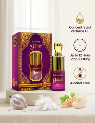 Experience a gentle and elegant fragrance with AL-SHAHAB Dina Attar, specially designed for those who enjoy a musky, soft, and light fruity fragrance profile. The scent opens with delicate fruity freshness, blends into smooth aromatic accords, and settles into soft musky undertones that create a clean and comforting aroma. Its concentrated alcohol-free perfume oil formula provides lasting freshness with just a small application. The compact roll-on bottle allows easy and precise use anytime, making it ideal for office wear, daily use, travel, and casual occasions. 🍓 Fragrance Profile Soft Fruity Aroma Smooth Musky Notes Light Elegant Fragrance Long Lasting Freshness 🌟 Fragrance Notes Top Notes: Light Fruity & Fresh Opening Heart Notes: Soft Aromatic & Smooth Accords Base Notes: Gentle Musk & Warm Undertones