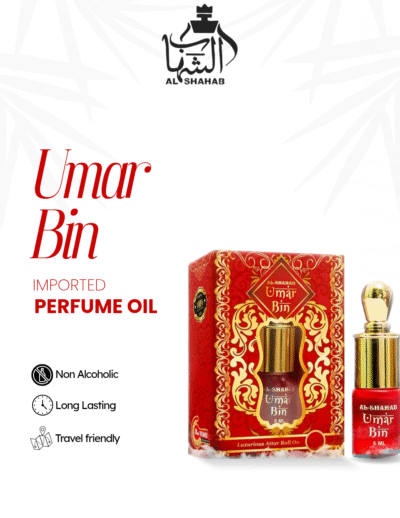 Enjoy a bold and smooth fragrance with AL-SHAHAB Umar Bin Attar, specially designed for those who prefer a musky and woody fragrance profile. The scent opens with soft musky freshness, blends into warm woody accords, and settles into deep elegant undertones that create a balanced and long-lasting aroma. Its concentrated alcohol-free perfume oil formula provides noticeable fragrance with just a small application. The compact roll-on bottle allows easy and precise use anytime, making it ideal for daily wear, office use, gatherings, and traditional occasions. 🌿 Fragrance Profile Musky Woody Aroma Warm & Elegant Fragrance Smooth Oriental Notes Long Lasting Freshness 🌟 Fragrance Notes Top Notes: Fresh Musk & Clean Opening Heart Notes: Warm Woody & Aromatic Accords Base Notes: Gentle Amber & Deep Musky Undertones