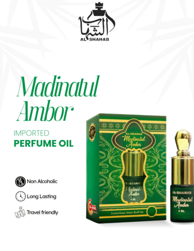 Enjoy a soft and elegant fragrance with AL-SHAHAB Madinatul Amber Attar, specially designed for those who prefer a light amber fragrance profile. The scent opens with smooth warm notes, blends into soft amber accords, and settles into gentle musky undertones that create a calm and sophisticated aroma. Its concentrated alcohol-free perfume oil formula provides long-lasting freshness with just a small application. The compact roll-on bottle allows easy and precise use anytime, making it ideal for office wear, daily use, travel, and special occasions. ✨ Fragrance Profile Light Amber Aroma Smooth Warm Notes Soft Elegant Fragrance Long Lasting Freshness 🌟 Fragrance Notes Top Notes: Warm & Smooth Opening Heart Notes: Soft Amber & Aromatic Accords Base Notes: Gentle Musk & Warm Undertone