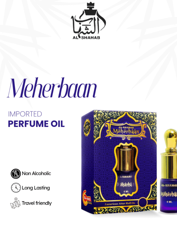 Experience freshness and elegance with AL-SHAHAB Meherbaan Attar, specially crafted for those who enjoy a fresh, aquatic, and marine fragrance profile with a smooth perfume-like aroma. The fragrance opens with cool fresh notes, blends into clean aquatic accords, and settles into a soft musky base that feels refreshing and long-lasting. Its concentrated alcohol-free perfume oil formula delivers a noticeable fragrance with just a small application. The compact roll-on bottle makes it easy to carry and apply anytime, making it ideal for office use, daily wear, travel, and summer occasions. 🌊 Fragrance Profile Fresh Aquatic Aroma Marine & Clean Notes Smooth Perfume-Like Feel Long Lasting Freshness 🌿 Fragrance Notes Top Notes: Fresh Citrus & Marine Opening Heart Notes: Aquatic & Green Accords Base Notes: Soft Musk & Clean Woody Undertones